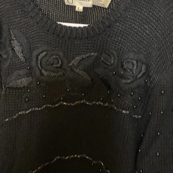 Chico's Black Sweater with Rose Detailing - Picture 1 of 1